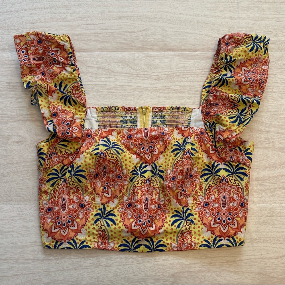 Cara Cara Yellow Floral Boho Chic Crop Top